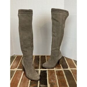 Vince Camuto Over the Knee Suede Boots Tan / Taupe Leather Size 6.5 OTK 22" Tall
